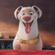 Krypto the Super-dog pants happily at the foot of Superman's bed.